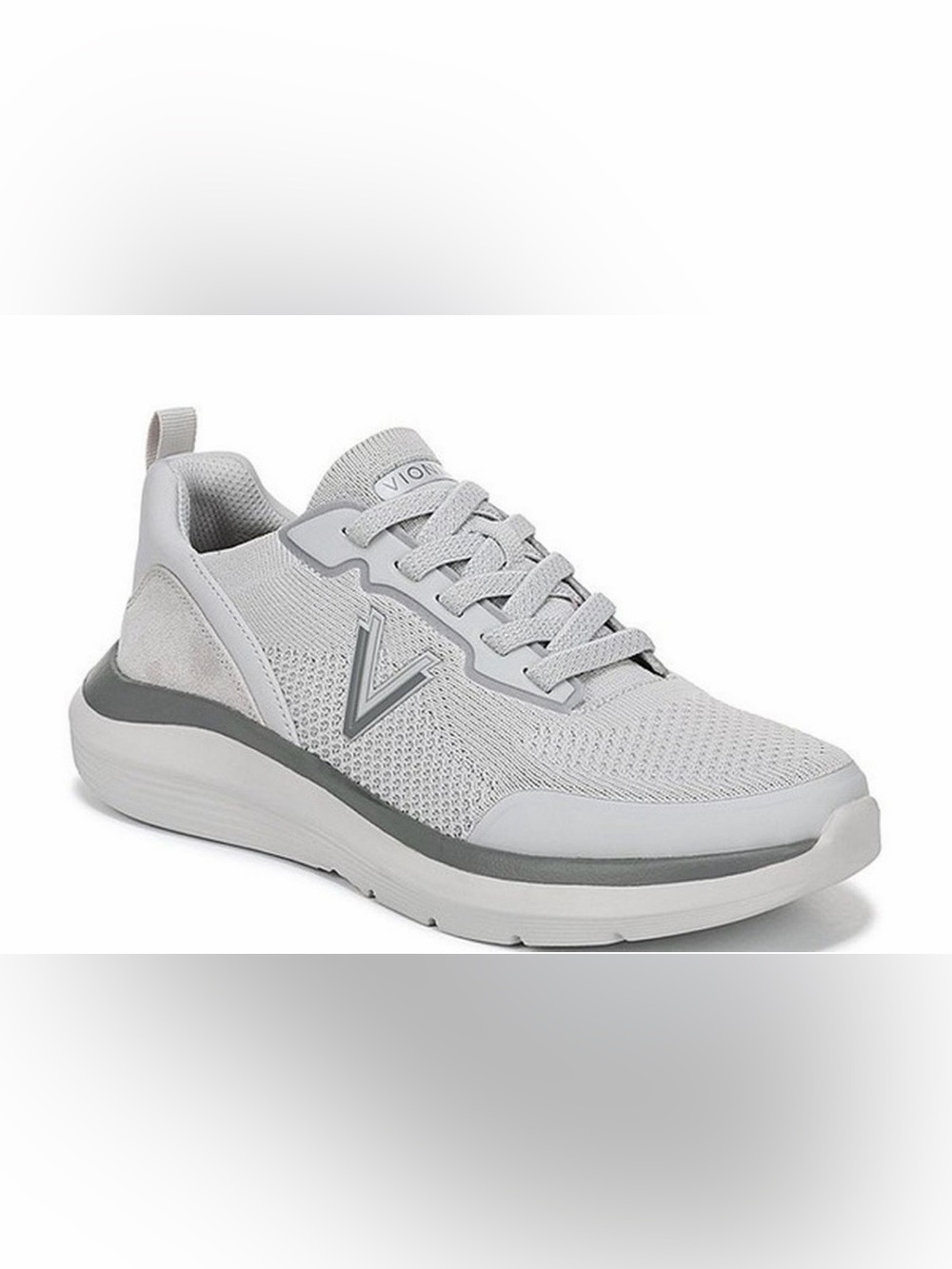 Vionic Men's Light Gray Mesh Lace-Up Athletic Sneaker with Gray Trim